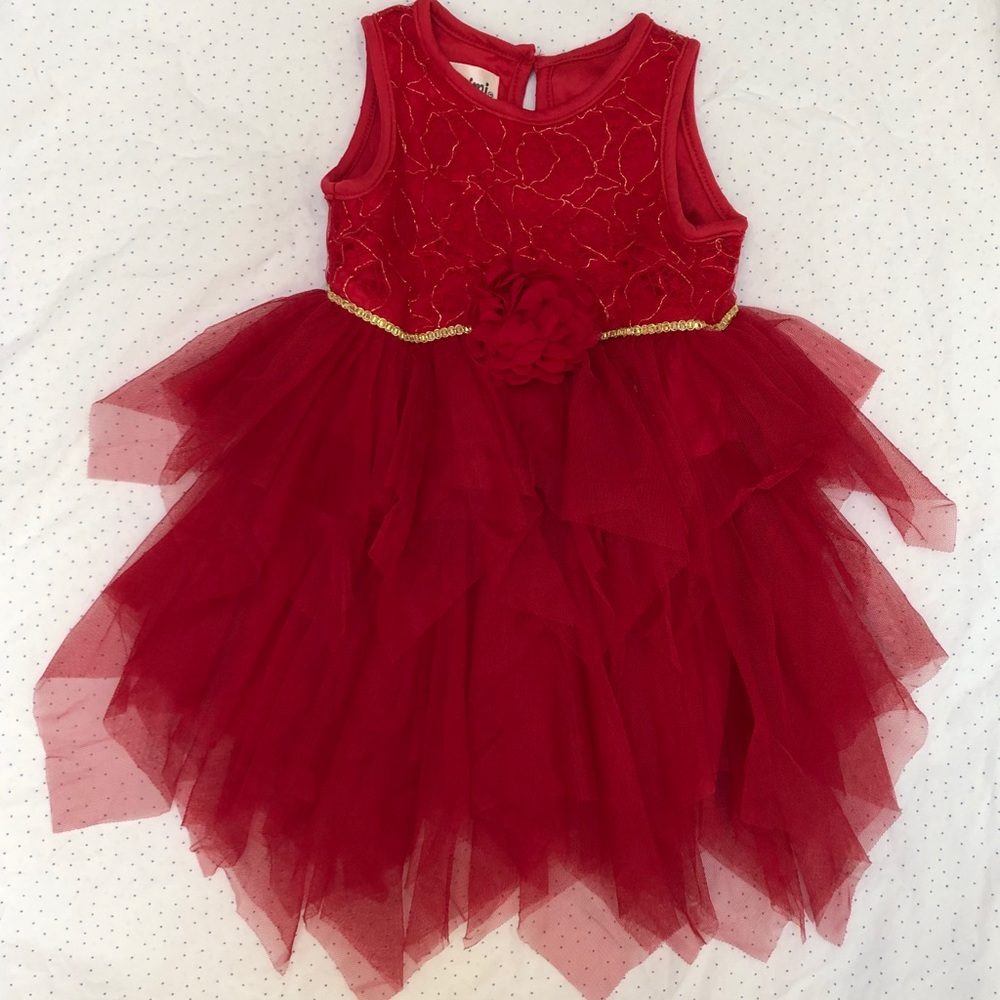 Red Layered Tulle Party Dress